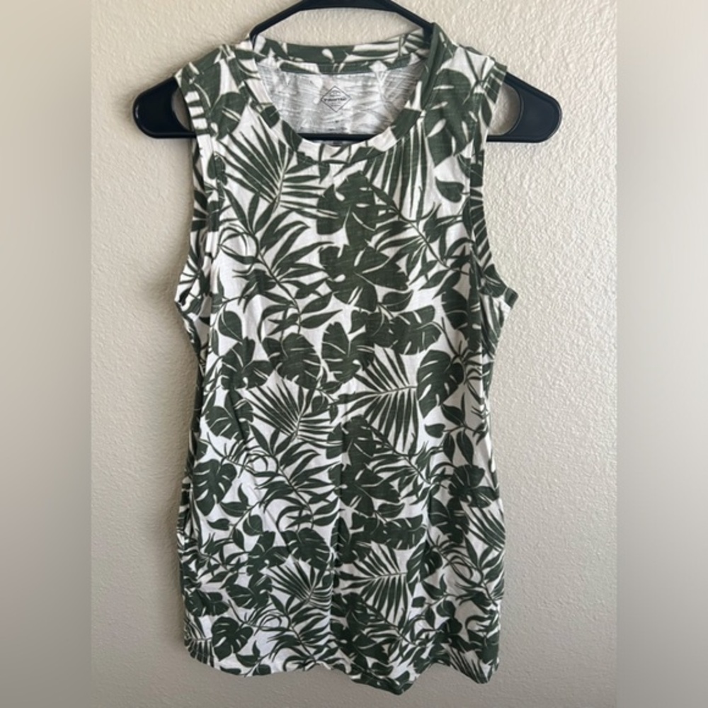 St. John's Bay Beachy Tropical Leaf Sleeveless Mini Dress with Pockets Medium